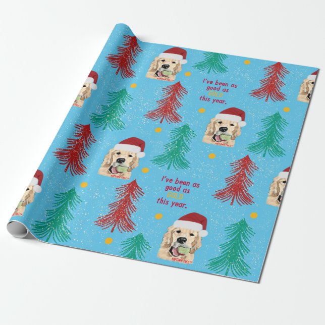 Christmas Dog Themed Gift Wrapping Paper (Unrolled)