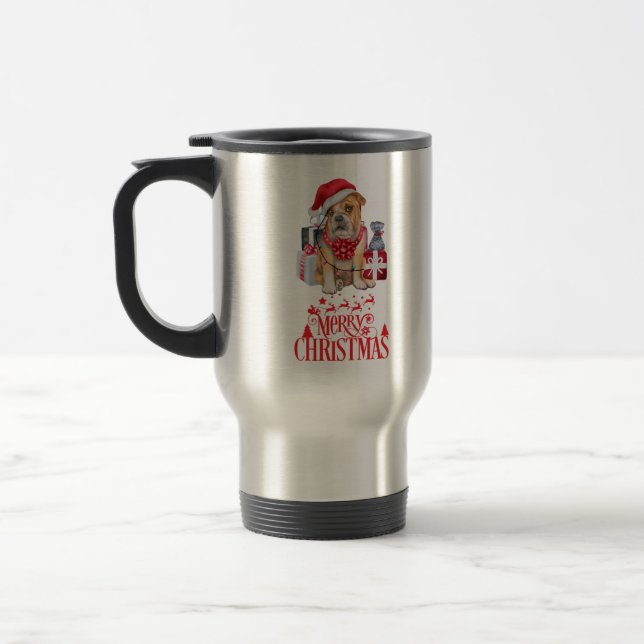 Christmas dog  travel mug (Left)