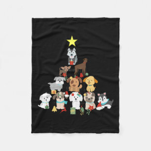 Christmas Dog Tree Cute Funny Puppy Dogs Xmas Tee Fleece Blanket