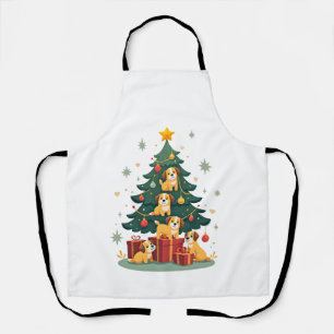 Christmas Dog Tree T-Shirt Cute Funny Puppy Dogs X Apron