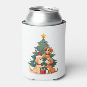 Christmas Dog Tree T-Shirt Cute Funny Puppy Dogs X Can Cooler