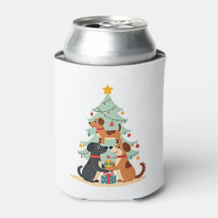 Christmas Dog Tree T-Shirt Cute Funny Puppy Dogs X Can Cooler