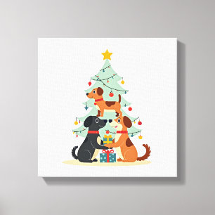 Christmas Dog Tree T-Shirt Cute Funny Puppy Dogs X Canvas Print