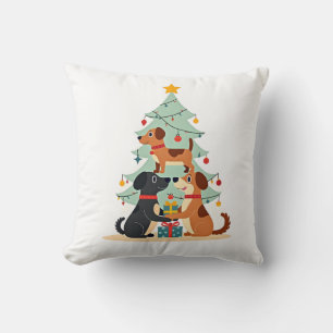 Christmas Dog Tree T-Shirt Cute Funny Puppy Dogs X Cushion