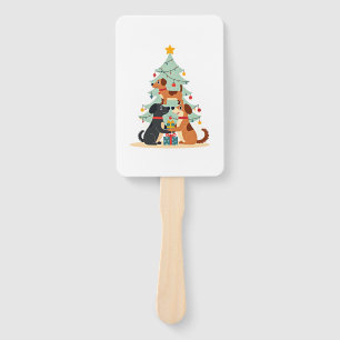 Christmas Dog Tree T-Shirt Cute Funny Puppy Dogs X Hand Fan