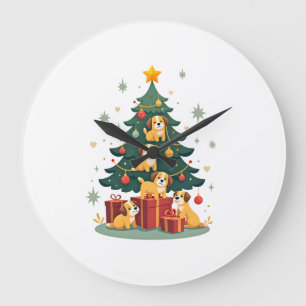 Christmas Dog Tree T-Shirt Cute Funny Puppy Dogs X Large Clock