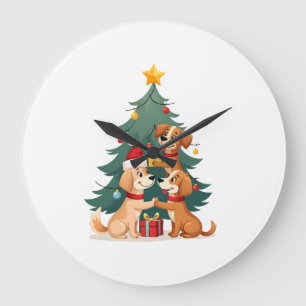 Christmas Dog Tree T-Shirt Cute Funny Puppy Dogs X Large Clock