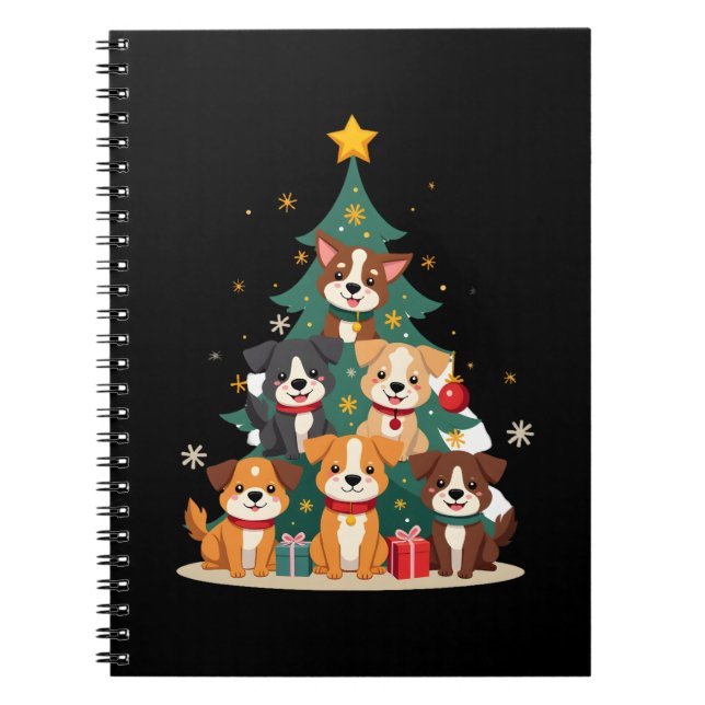Christmas Dog Tree T-Shirt Cute Funny Puppy Dogs X Notebook (Front)