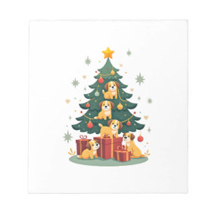Christmas Dog Tree T-Shirt Cute Funny Puppy Dogs X Notepad