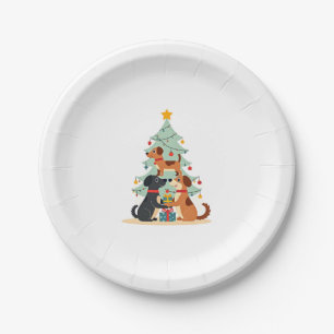 Christmas Dog Tree T-Shirt Cute Funny Puppy Dogs X Paper Plate