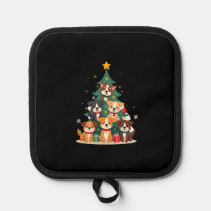 Christmas Dog Tree T-Shirt Cute Funny Puppy Dogs X Pot Holder