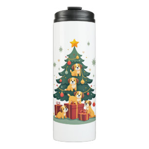 Christmas Dog Tree T-Shirt Cute Funny Puppy Dogs X Thermal Tumbler