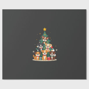 Christmas Dog Tree T-Shirt Cute Funny Puppy Dogs X Wrapping Paper