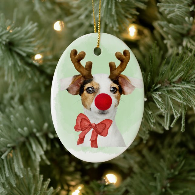 Christmas Dog wAntlers & Oven Mitt Ornament (Tree)