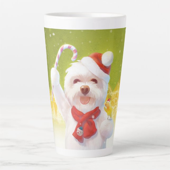 Christmas Dog with Candy Cane Latte Mug (Front)