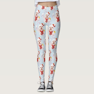 Christmas Dog with Candy Cane Leggings