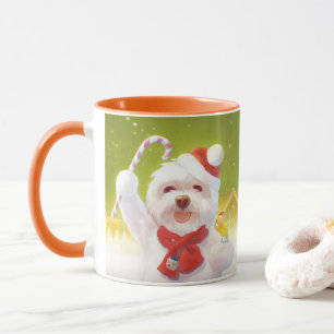Christmas Dog with Candy Cane Mug