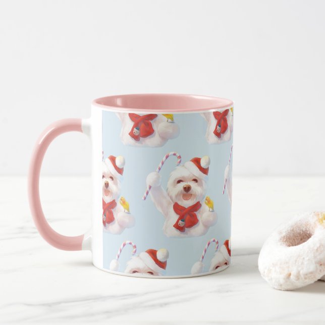 Christmas Dog with Candy Cane Mug (With Donut)