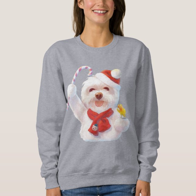 Christmas Dog with Candy Cane Sweatshirt (Front)