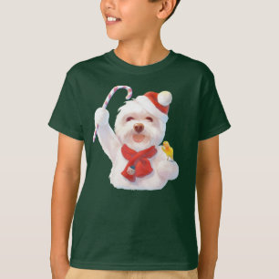 Christmas Dog with Candy Cane T-Shirt