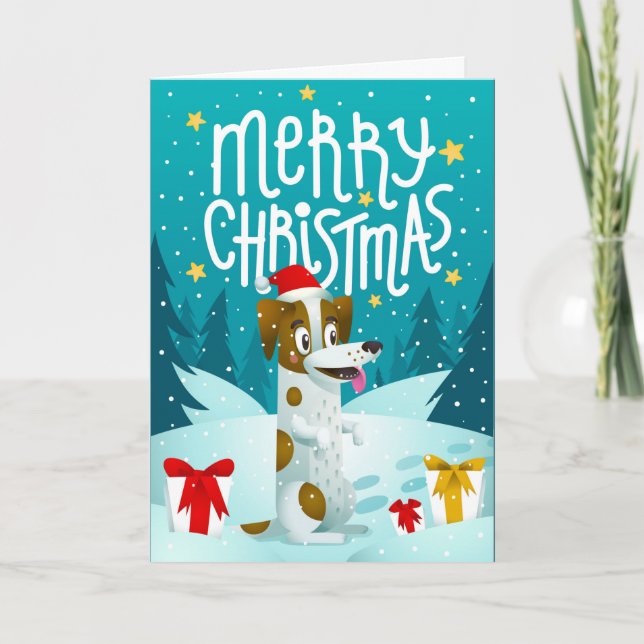 Christmas Dog with Gifts Card (Front)