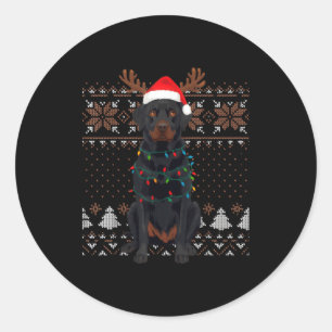 Christmas Dog With Hat And Lights - Funny Holiday  Classic Round Sticker