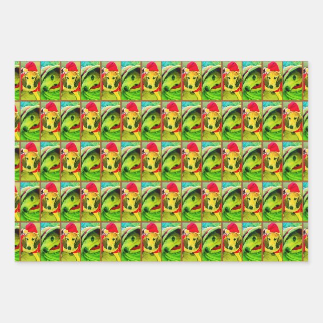 Christmas Dog Wrapping Paper by Tamara Diaz Art  (Front)