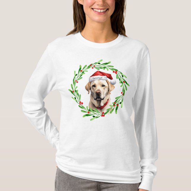 Christmas Dog Yellow Lab Labrador Retriever Santa T-Shirt (Front)