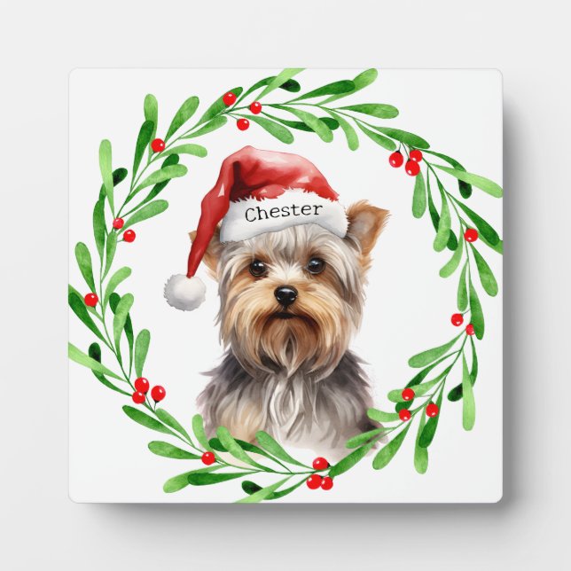 Christmas Dog Yorkie Yorkshire Terrier Holidays Plaque (Front)