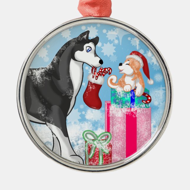 Christmas Doggies! Metal Tree Decoration (Front)