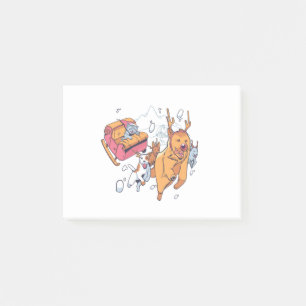 Christmas Dogs and Cat Sled Post-it Notes