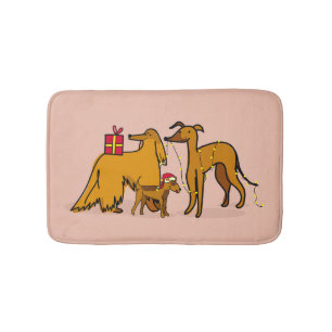 Christmas dogs bath mat