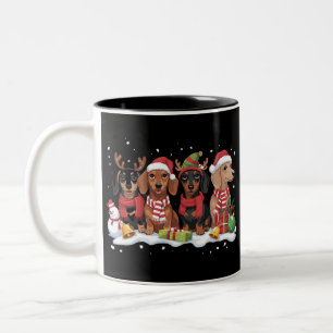 Christmas Dogs Dachshund Lover Dog Mum Two-Tone Coffee Mug