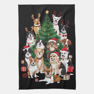 Christmas Dogs Dog Lover Holiday Dog Mum Tea Towel