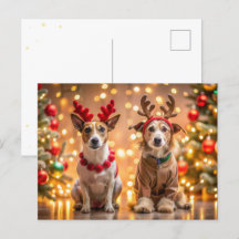 Christmas dogs dressed as reindeer