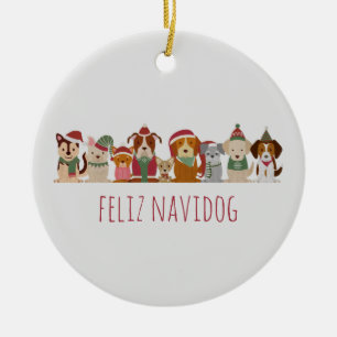 Christmas Dogs Feliz Navidog Ceramic Tree Decoration