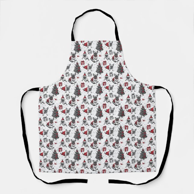 Christmas dogs in art book style sketch apron (Front)