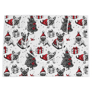 Christmas dogs in art book style sketch large gift bag