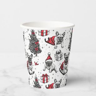 Christmas dogs in art book style sketch paper cups