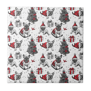 Christmas dogs in art book style sketch tile