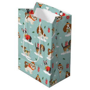 Christmas Dogs in Cosy Scarves Pattern Medium Gift Bag