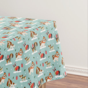 Christmas Dogs in Cosy Scarves Pattern Tablecloth