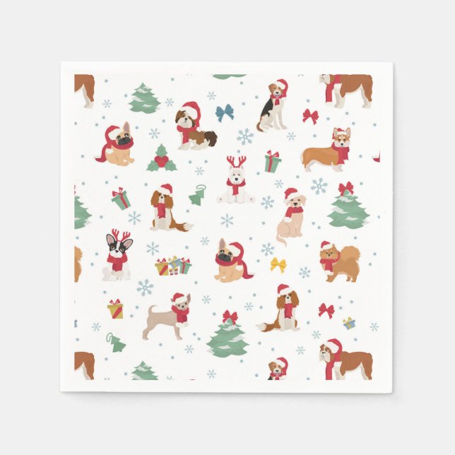 Christmas Dogs in Holiday Accessories Napkin (Front)