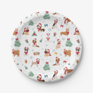 Christmas Dogs in Holiday Accessories Paper Plate