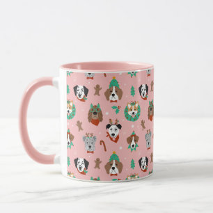 Christmas Dogs in Holiday Accessories Pattern Mug