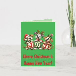 Christmas Dogs JOY Personalised Holiday Card