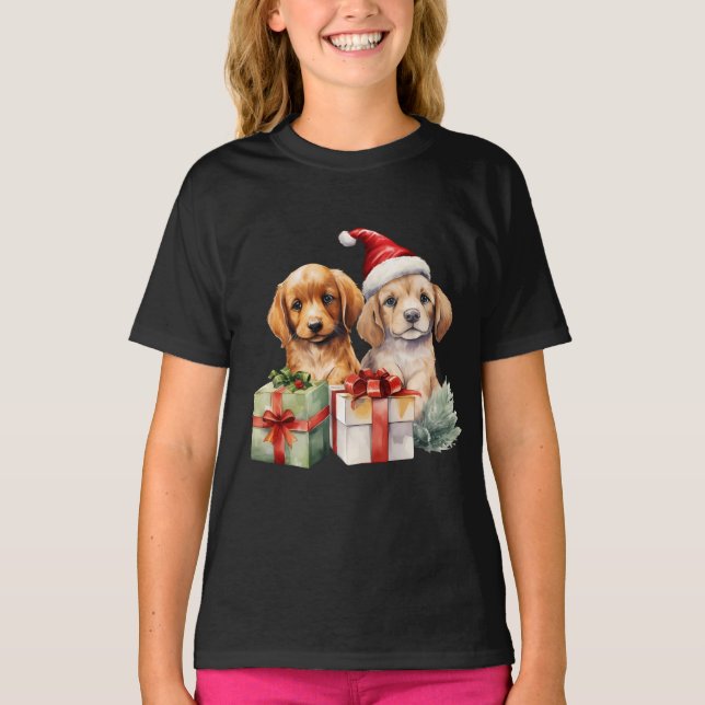 Christmas Dogs With Gifts  T-Shirt (Front)