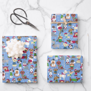 Christmas Dogs Xmas Puppy Sweaters Cute Animal Wrapping Paper Sheet