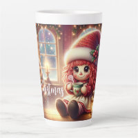 Christmas Doll Drinking Hot Cocoa