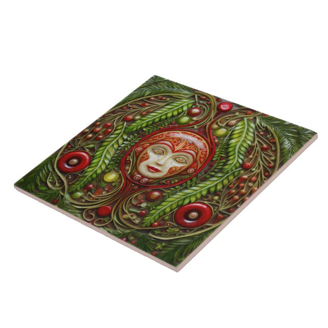Christmas Doll Red and Green Marble Tile (Side)
